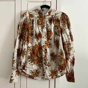 ALÉMAIS The Alemais Derby Dloral Puff Sleeve Long Sleeve Button Blouse